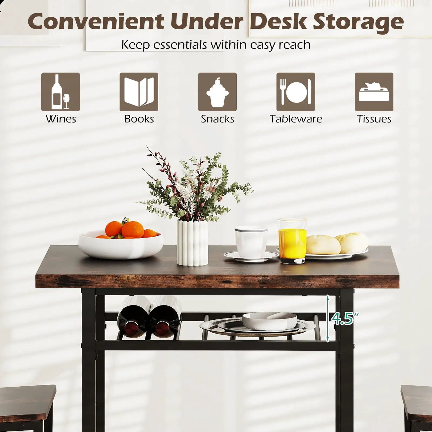 3-Piece Dining Table Set with Rectangular Kitchen Table and 2 Chairs by DirectDeals