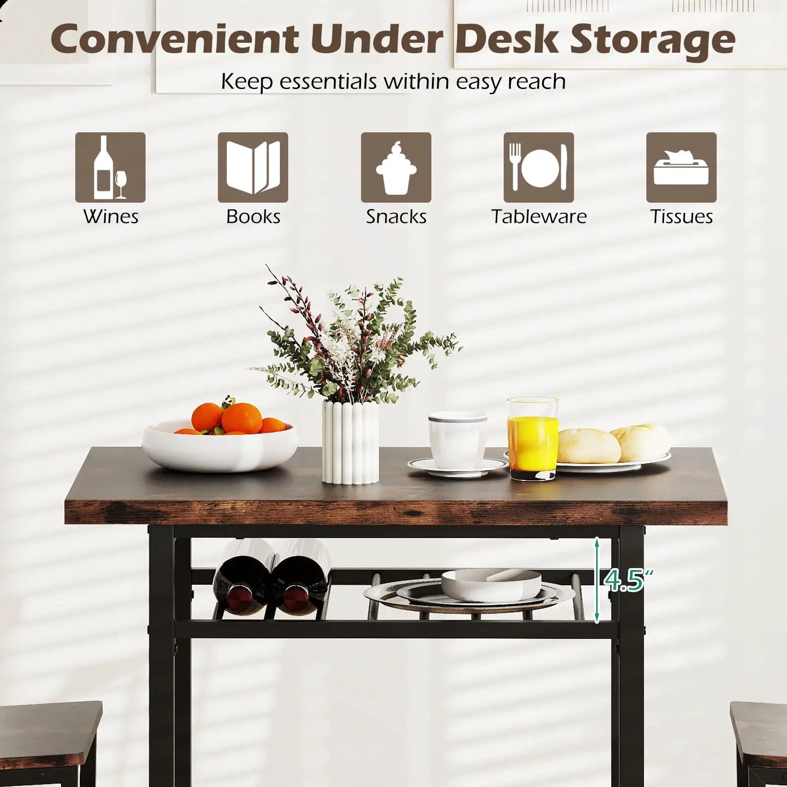 3-Piece Dining Table Set with Rectangular Kitchen Table and 2 Chairs by DirectDeals