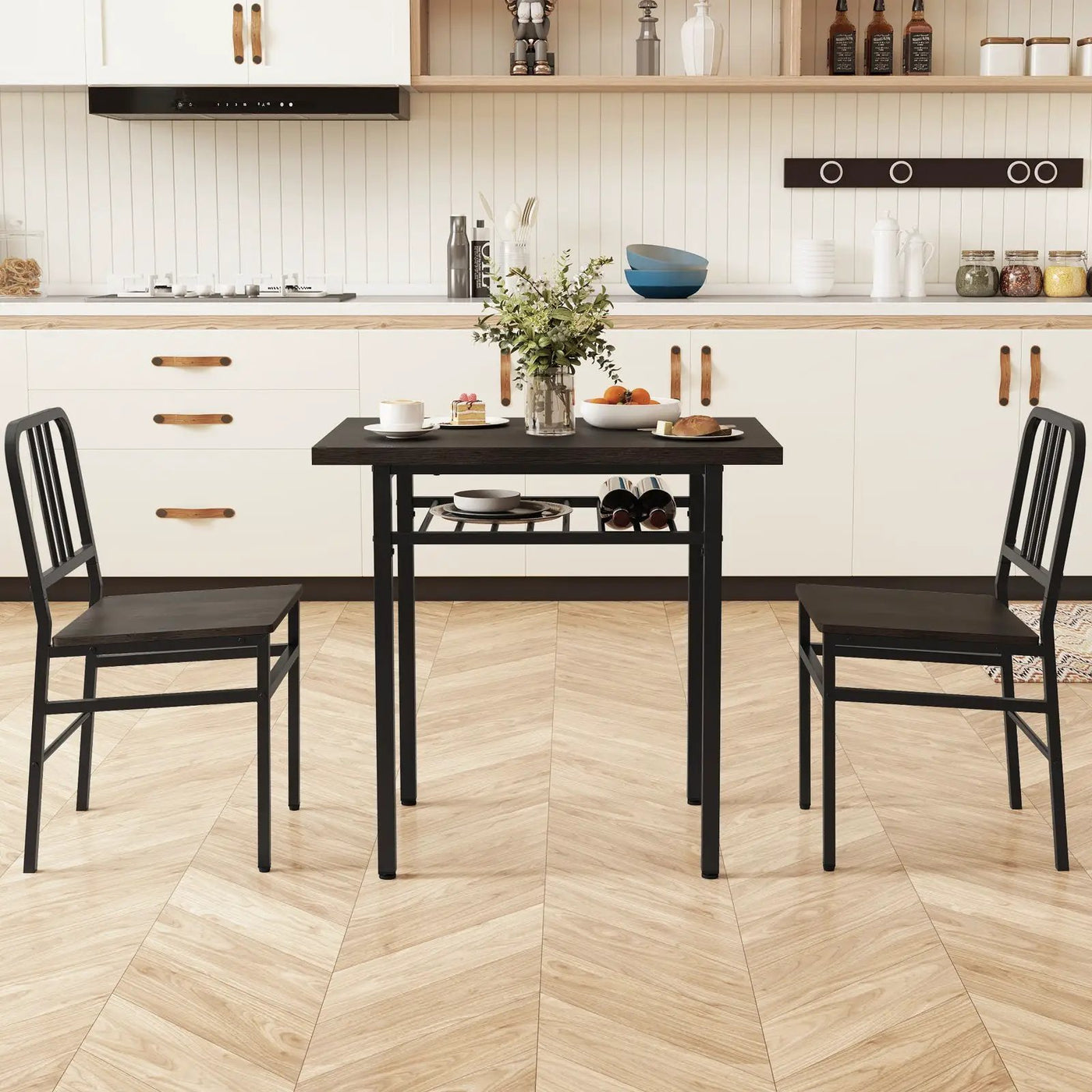 3-Piece Dining Table Set with Rectangular Kitchen Table and 2 Chairs by DirectDeals