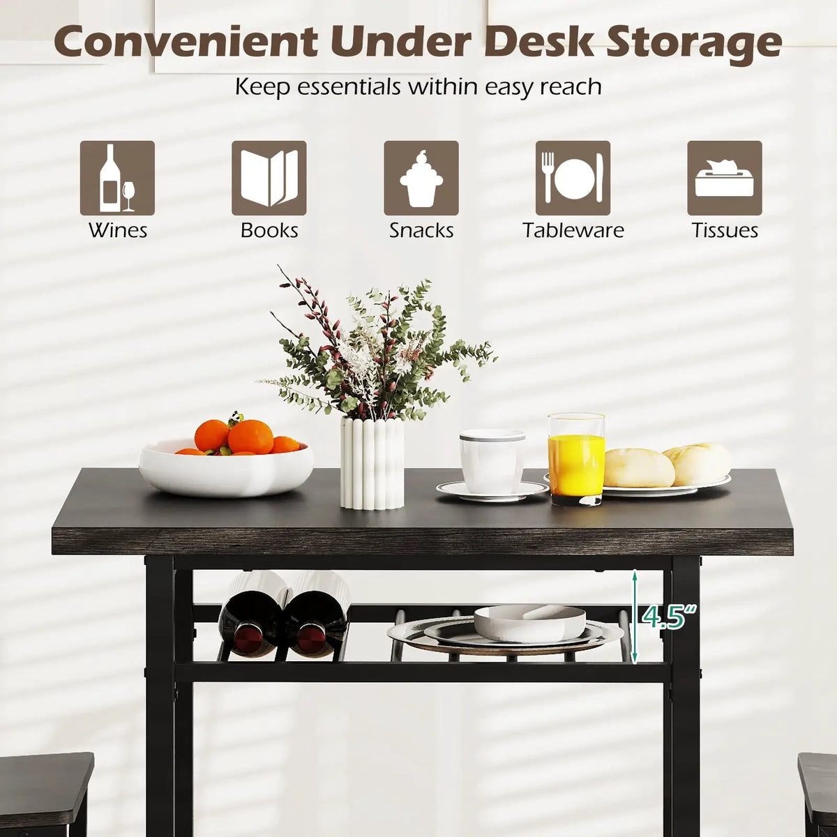 3-Piece Dining Table Set with Rectangular Kitchen Table and 2 Chairs by DirectDeals