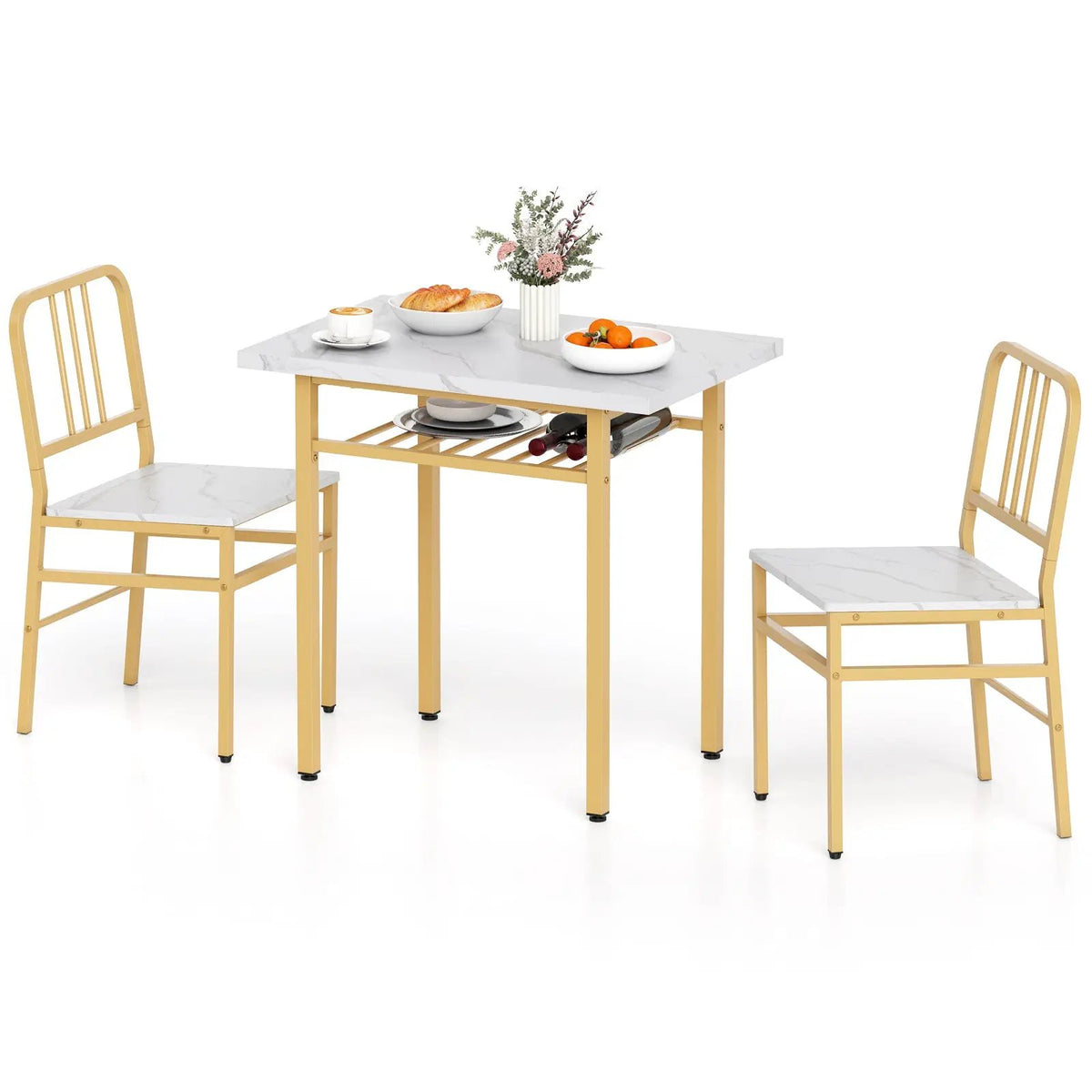 3-Piece Dining Table Set with Rectangular Kitchen Table and 2 Chairs by DirectDeals