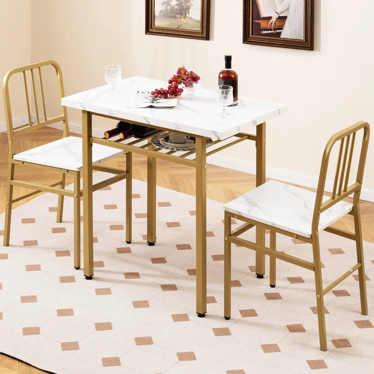 3-Piece Dining Table Set with Rectangular Kitchen Table and 2 Chairs by DirectDeals
