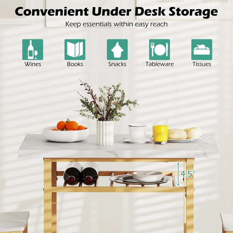 3-Piece Dining Table Set with Rectangular Kitchen Table and 2 Chairs by DirectDeals