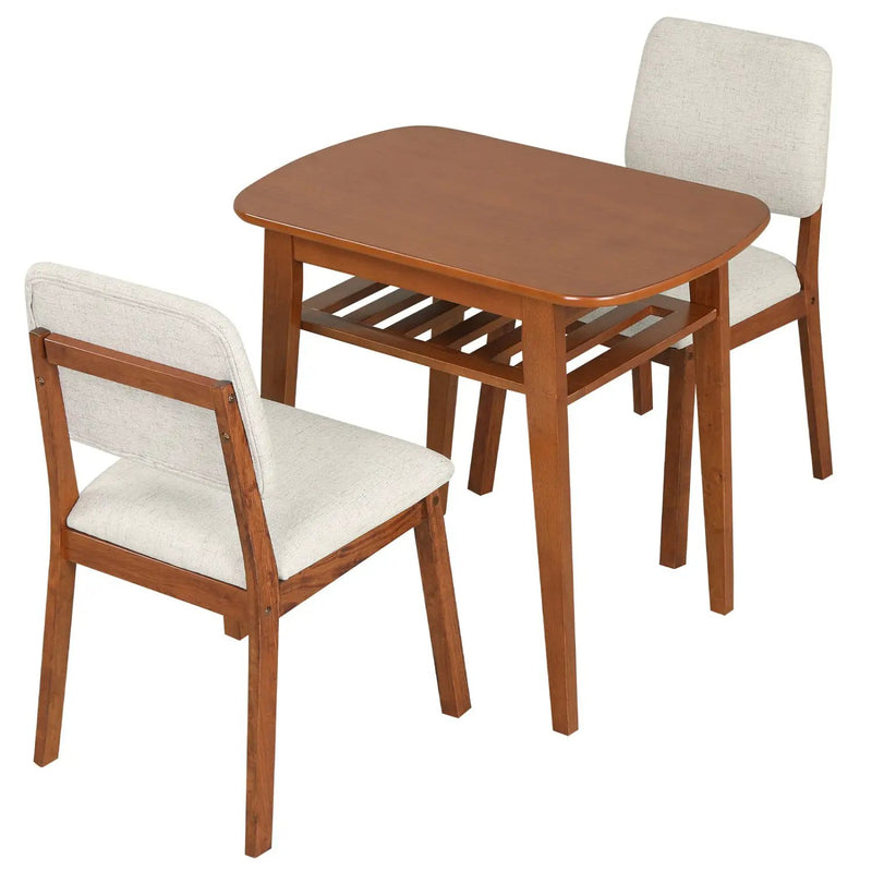 3-Piece Dining Table Set for 2 with Upholstered Chairs by DirectDeals