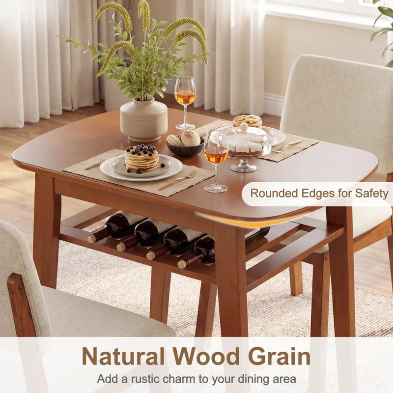3-Piece Dining Table Set for 2 with Upholstered Chairs by DirectDeals