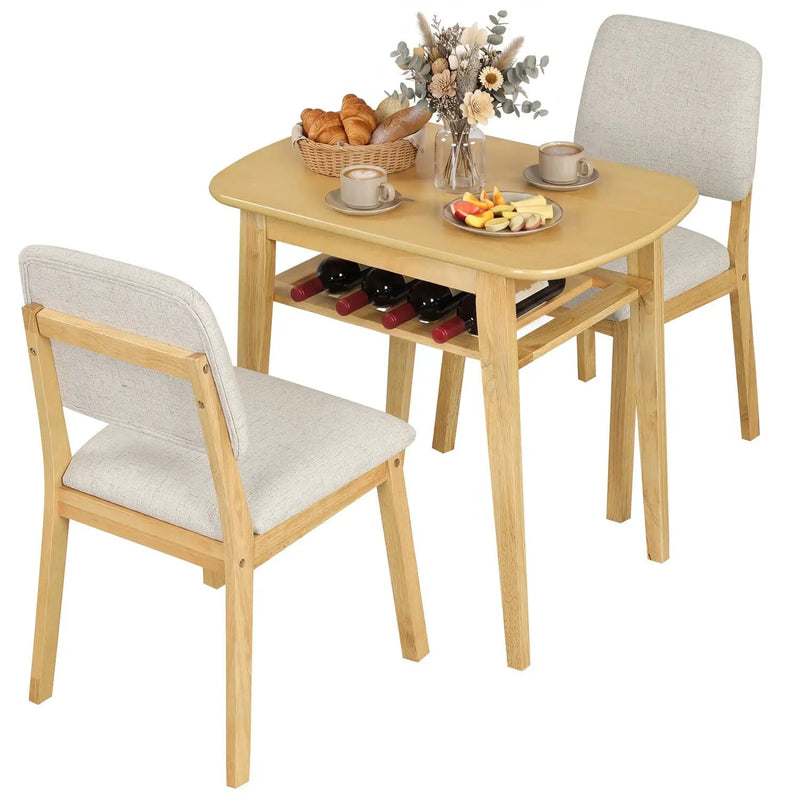 3-Piece Dining Table Set for 2 with Upholstered Chairs by DirectDeals