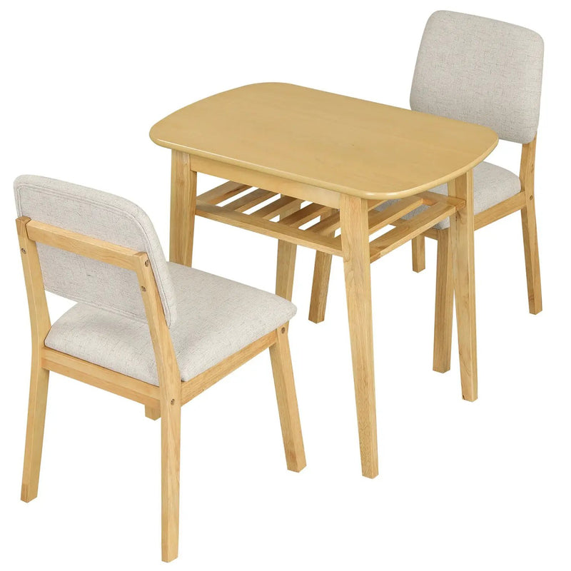 3-Piece Dining Table Set for 2 with Upholstered Chairs by DirectDeals