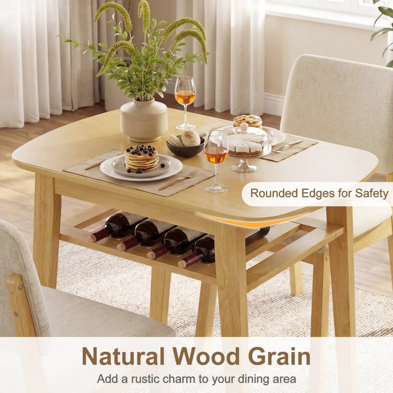 3-Piece Dining Table Set for 2 with Upholstered Chairs by DirectDeals
