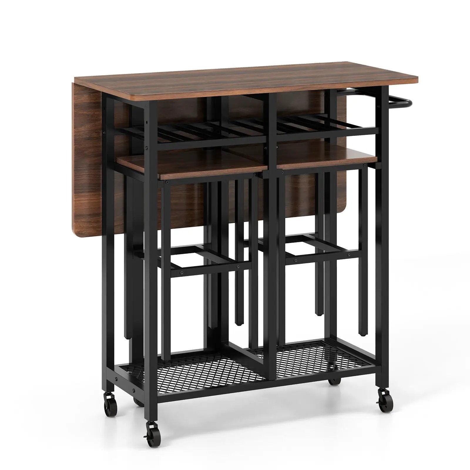 3 Piece Dining Table Set with 6-Bottle Wine Rack by DirectDeals