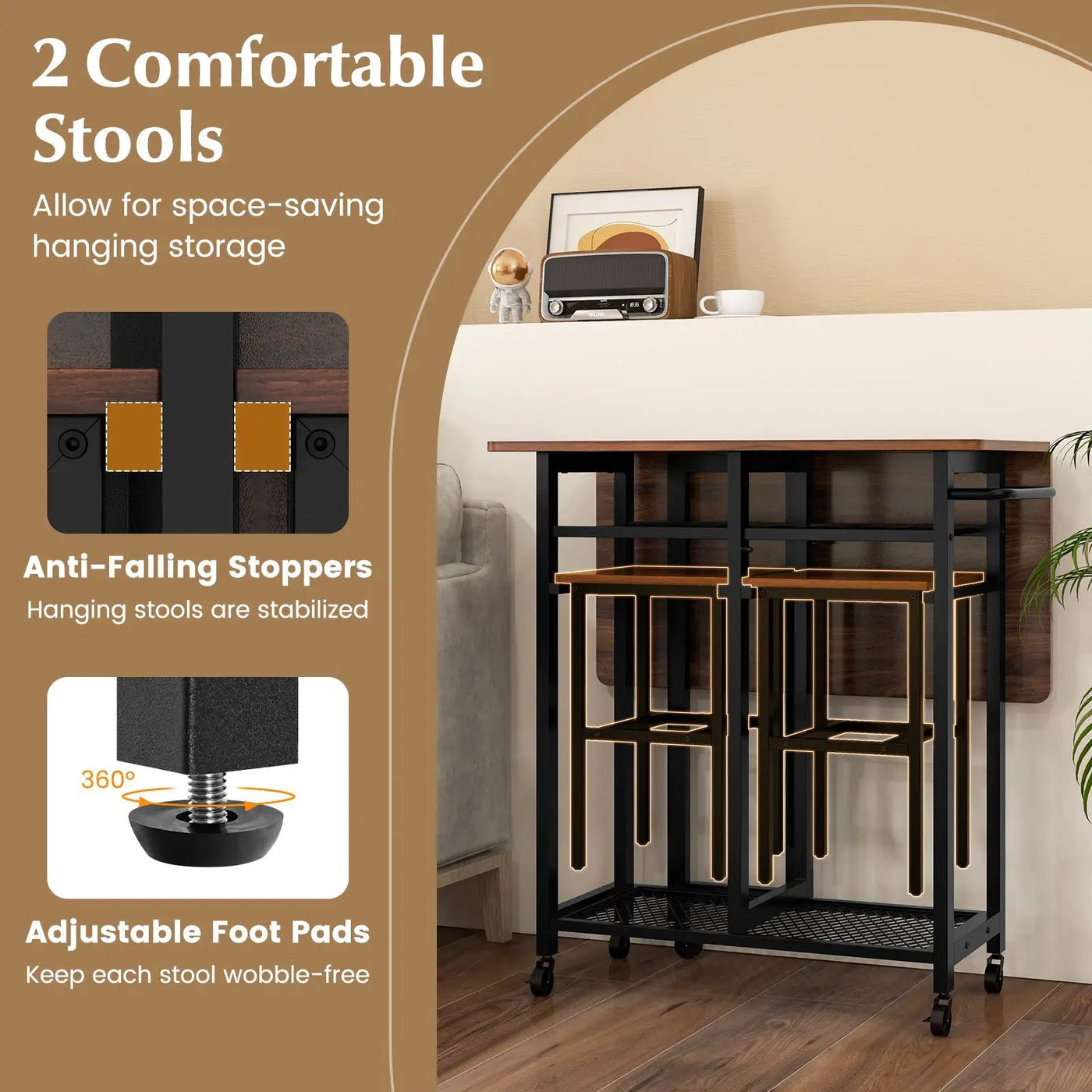 3 Piece Dining Table Set with 6-Bottle Wine Rack by DirectDeals