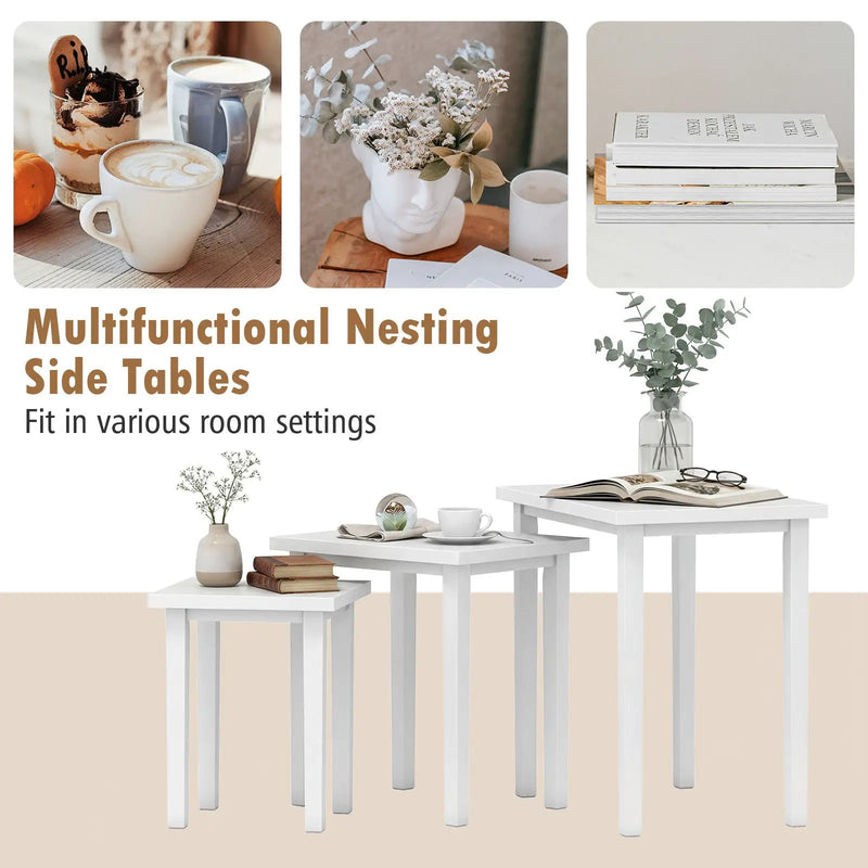 3-Piece Farmhouse Rectangle Side Table Set for Living Room by DirectDeals