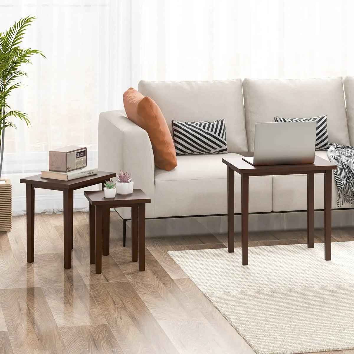 3-Piece Farmhouse Rectangle Side Table Set for Living Room by DirectDeals