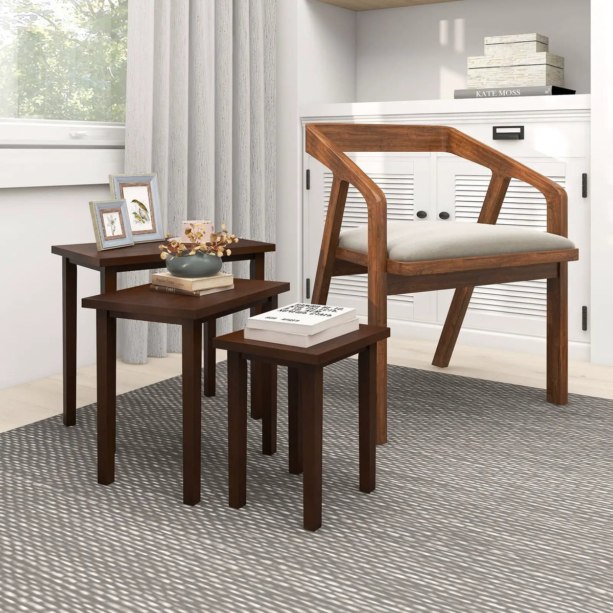 3-Piece Farmhouse Rectangle Side Table Set for Living Room by DirectDeals