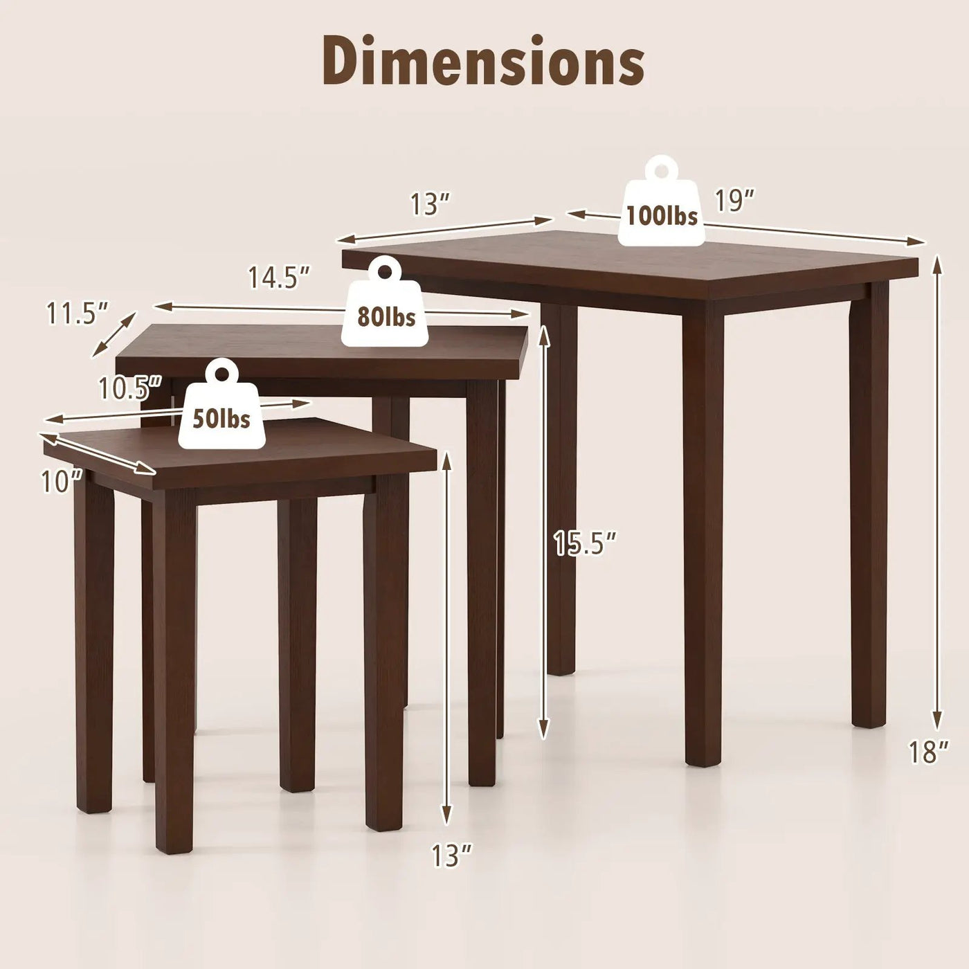 3-Piece Farmhouse Rectangle Side Table Set for Living Room by DirectDeals