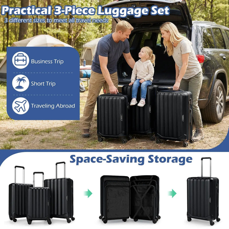 3-Piece Hardside Luggage Set (20/24/28 Inch) Lightweight with 3-Digital Lock by DirectDeals