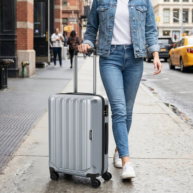 3-Piece Hardside Luggage Set (20/24/28 Inch) Lightweight with 3-Digital Lock by DirectDeals