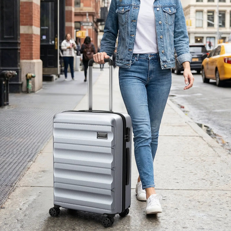 3-Piece Hardside Luggage Set 20/24/28 Inch Lightweight Hardside Suitcases by DirectDeals