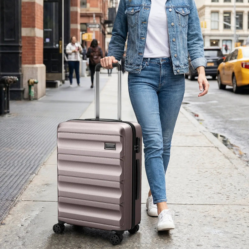 3-Piece Hardside Luggage Set 20/24/28 Inch Lightweight Hardside Suitcases by DirectDeals