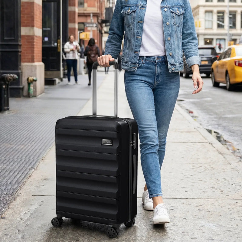 3-Piece Hardside Luggage Set 20/24/28 Inch Lightweight Hardside Suitcases by DirectDeals