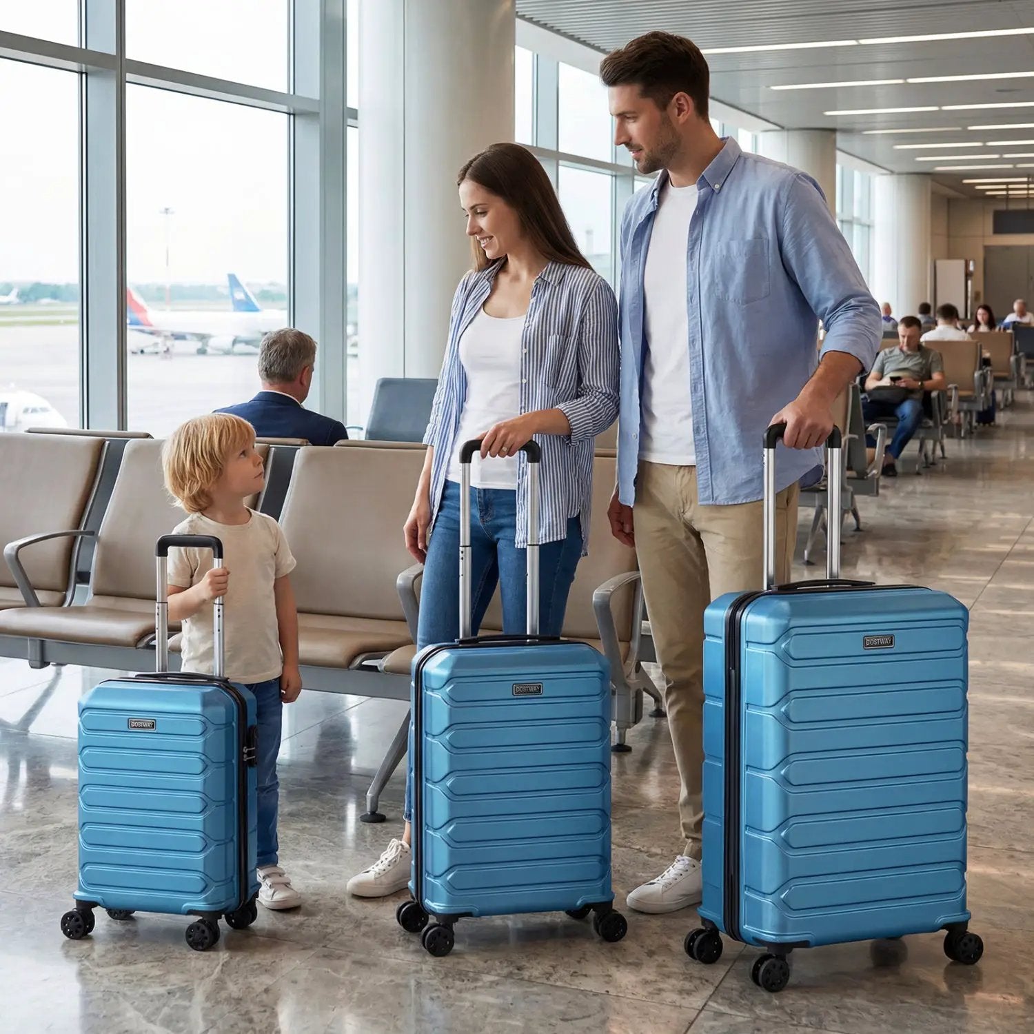 3-Piece Hardside Luggage Set Lightweight Hardside Suitcases with 8-Spinner Wheels by DirectDeals