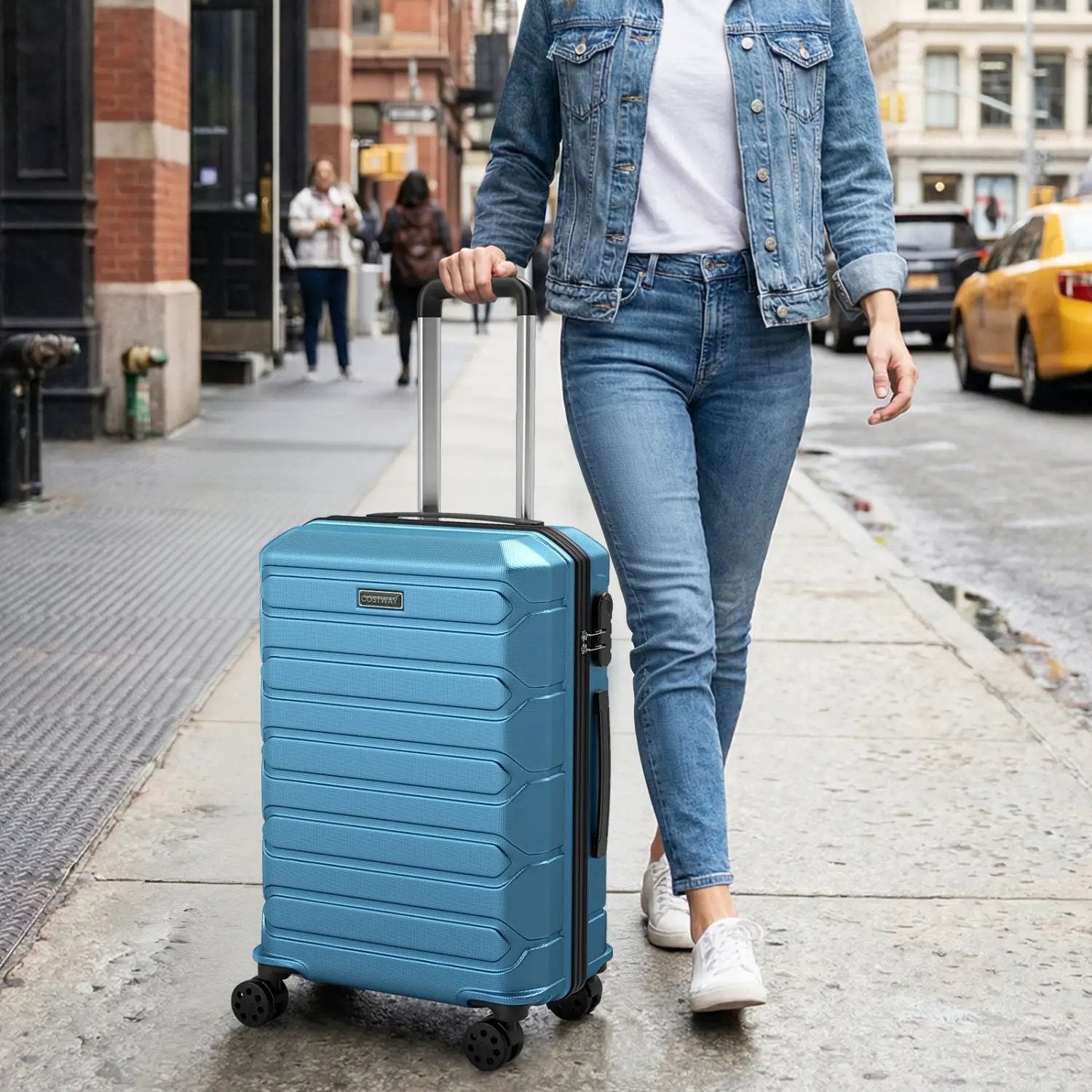 3-Piece Hardside Luggage Set Lightweight Hardside Suitcases with 8-Spinner Wheels by DirectDeals