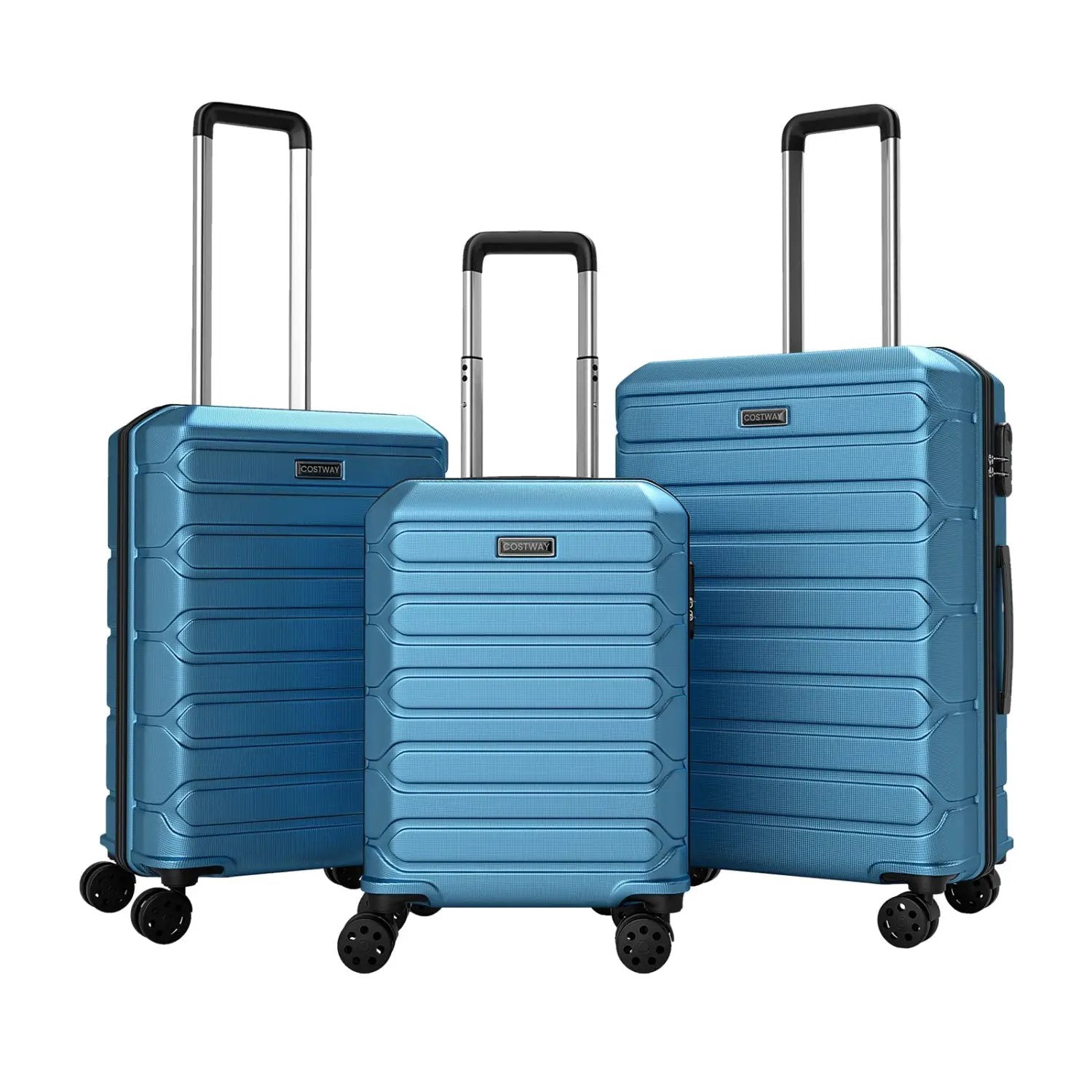 3-Piece Hardside Luggage Set Lightweight Hardside Suitcases with 8-Spinner Wheels by DirectDeals