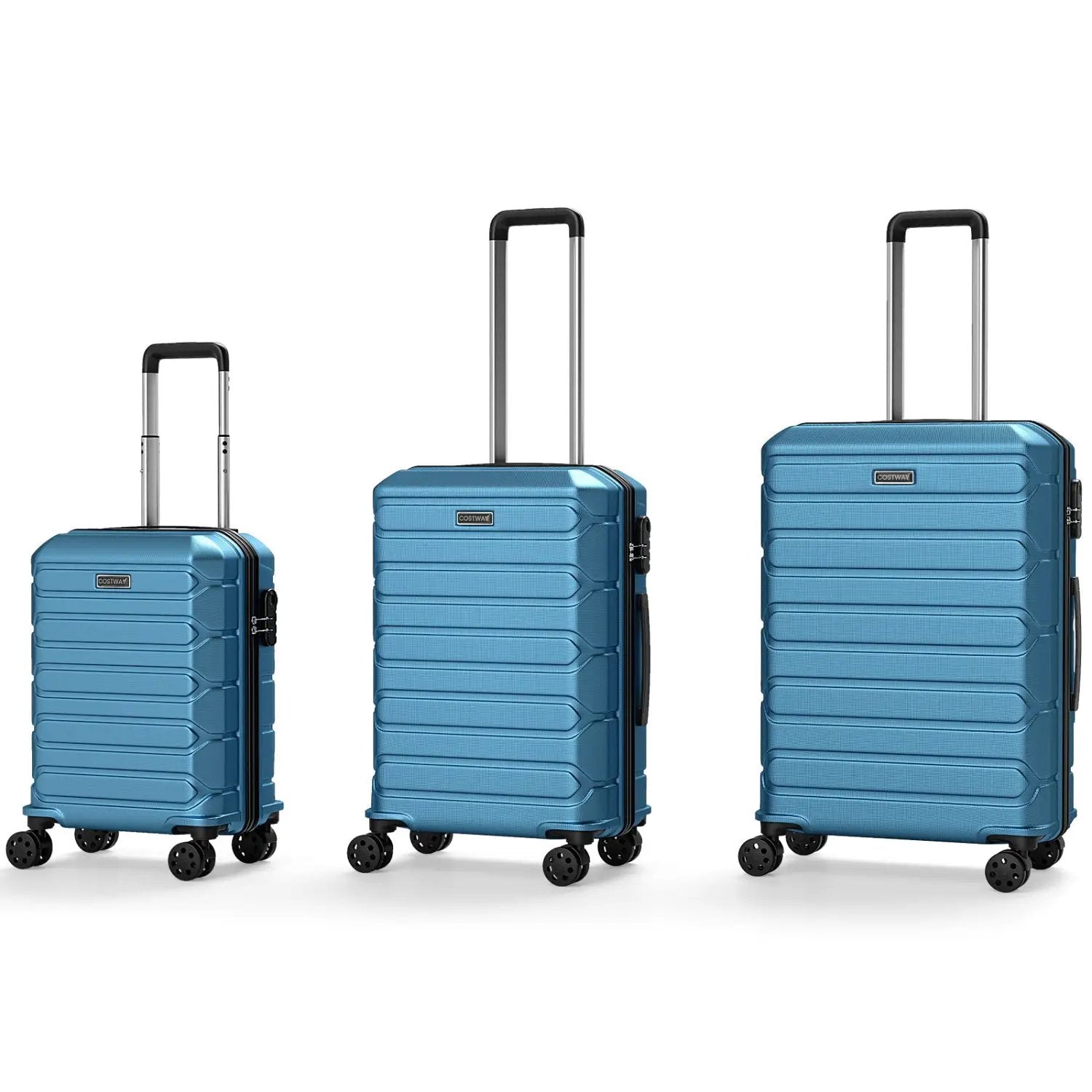 3-Piece Hardside Luggage Set Lightweight Hardside Suitcases with 8-Spinner Wheels by DirectDeals
