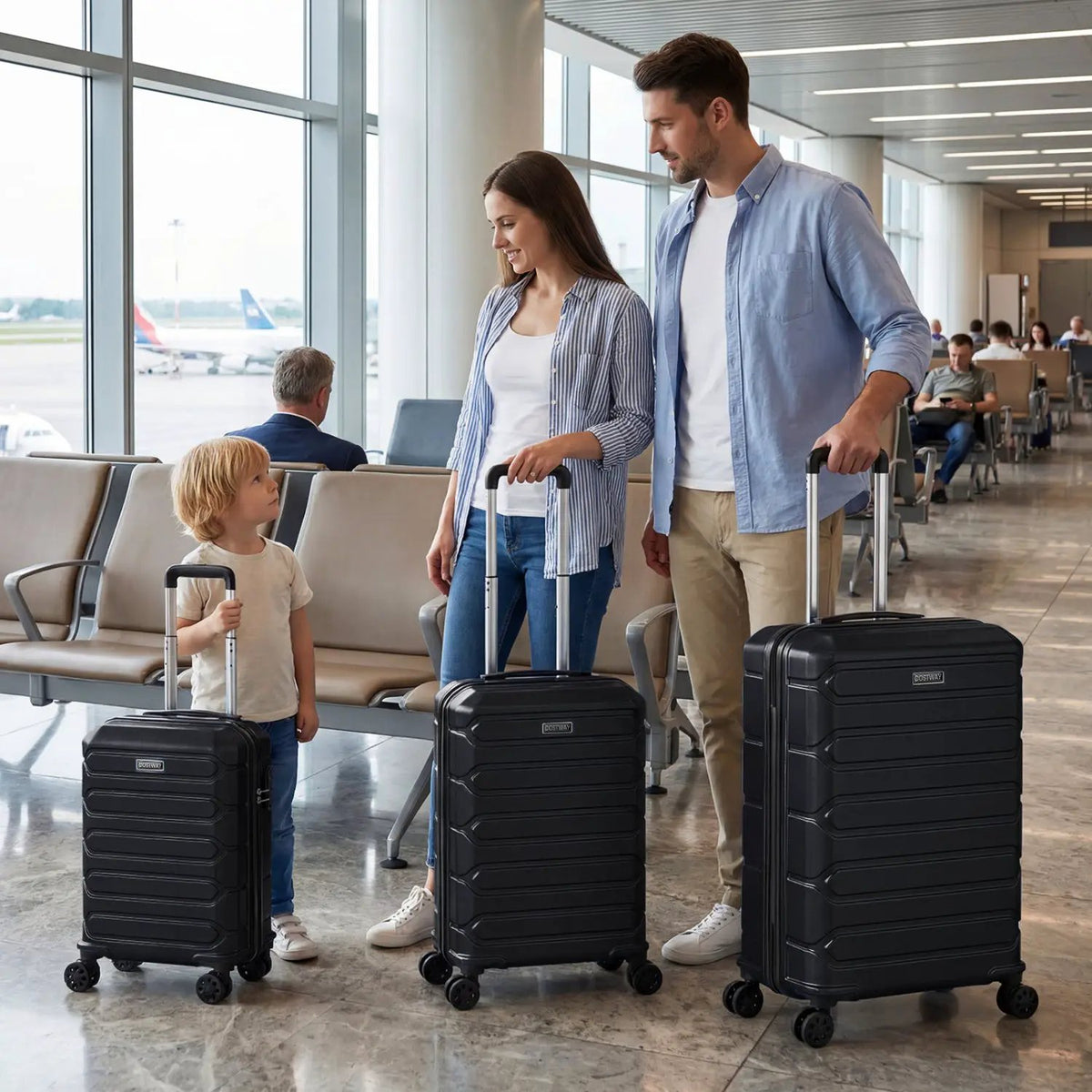 3-Piece Hardside Luggage Set Lightweight Hardside Suitcases with 8-Spinner Wheels by DirectDeals