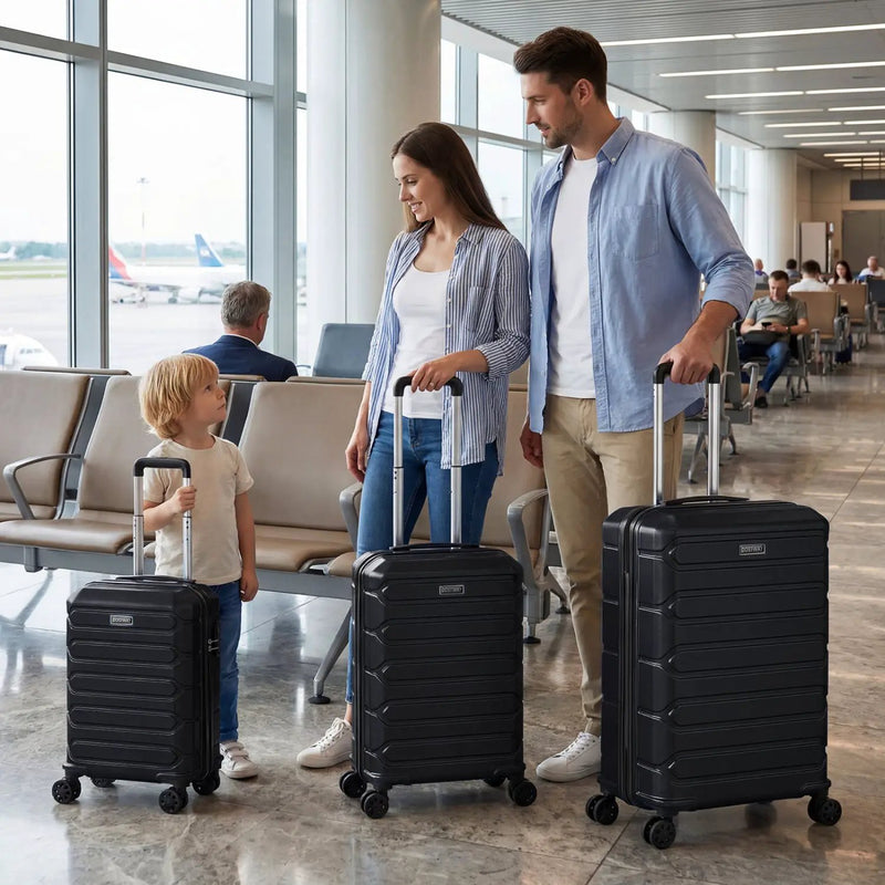 3-Piece Hardside Luggage Set Lightweight Hardside Suitcases with 8-Spinner Wheels by DirectDeals