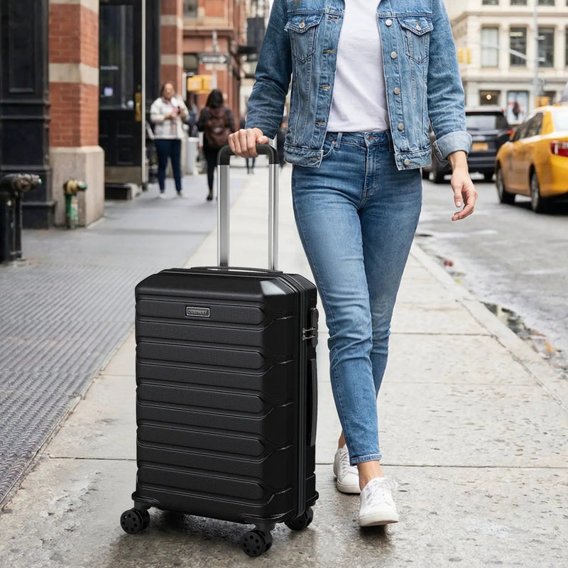 3-Piece Hardside Luggage Set Lightweight Hardside Suitcases with 8-Spinner Wheels by DirectDeals