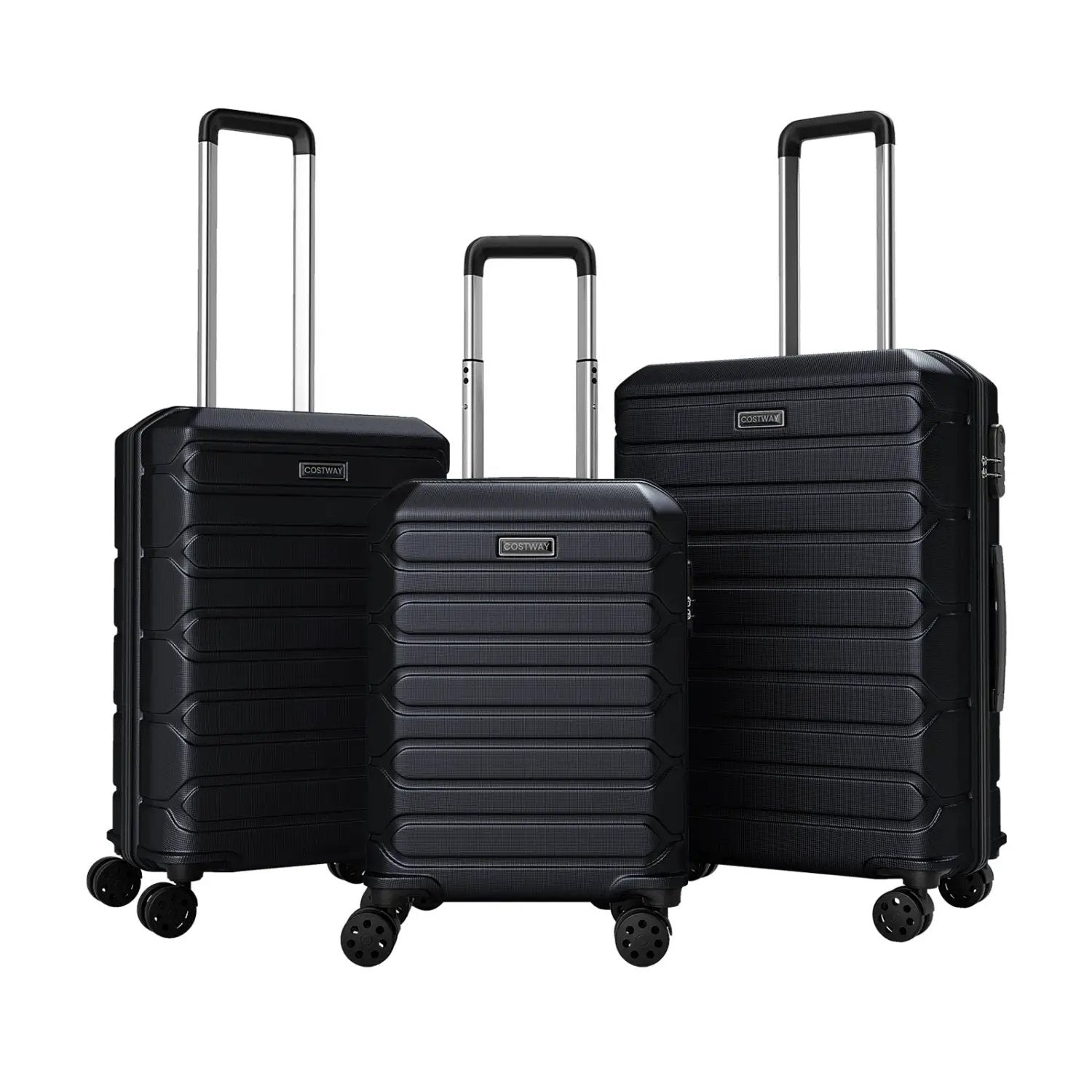 3-Piece Hardside Luggage Set Lightweight Hardside Suitcases with 8-Spinner Wheels by DirectDeals