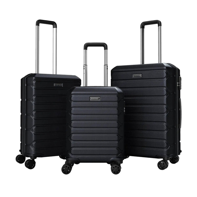 3-Piece Hardside Luggage Set Lightweight Hardside Suitcases with 8-Spinner Wheels by DirectDeals