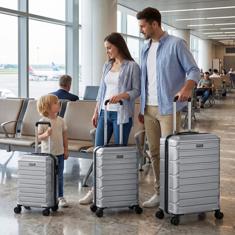 3-Piece Hardside Luggage Set Lightweight Hardside Suitcases with 8-Spinner Wheels by DirectDeals