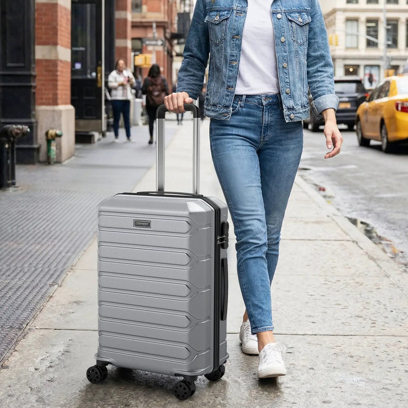 3-Piece Hardside Luggage Set Lightweight Hardside Suitcases with 8-Spinner Wheels by DirectDeals