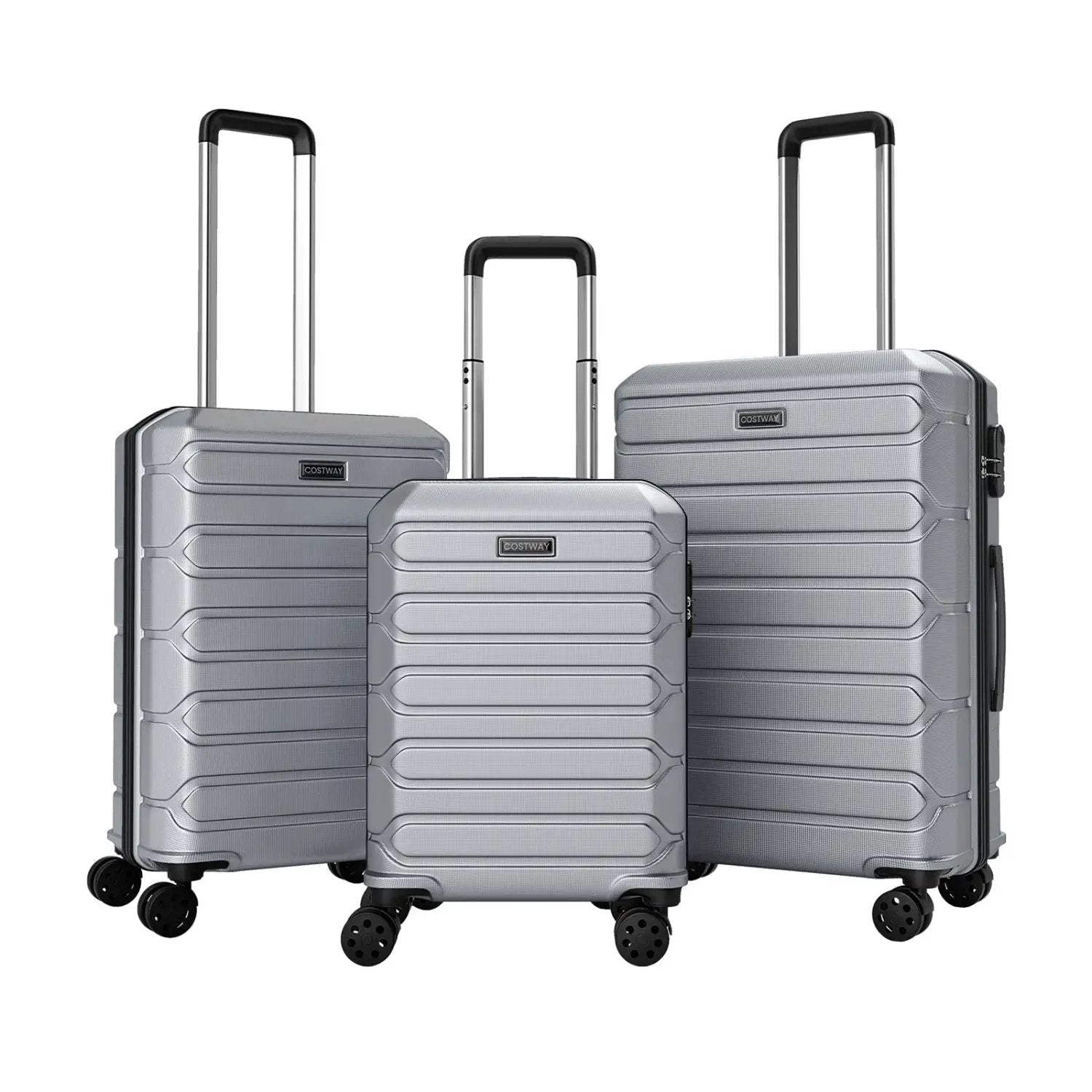 3-Piece Hardside Luggage Set Lightweight Hardside Suitcases with 8-Spinner Wheels by DirectDeals