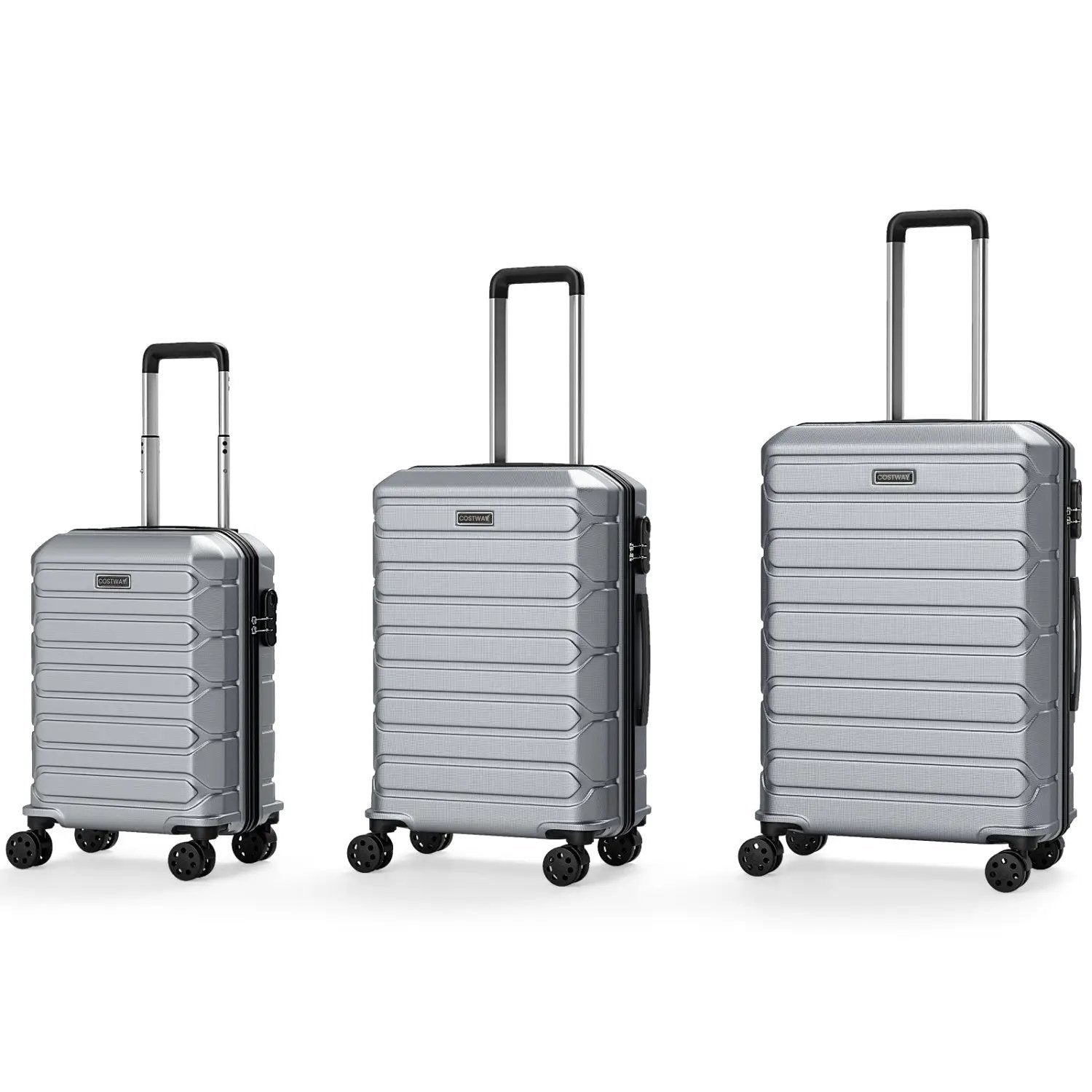 3-Piece Hardside Luggage Set Lightweight Hardside Suitcases with 8-Spinner Wheels by DirectDeals