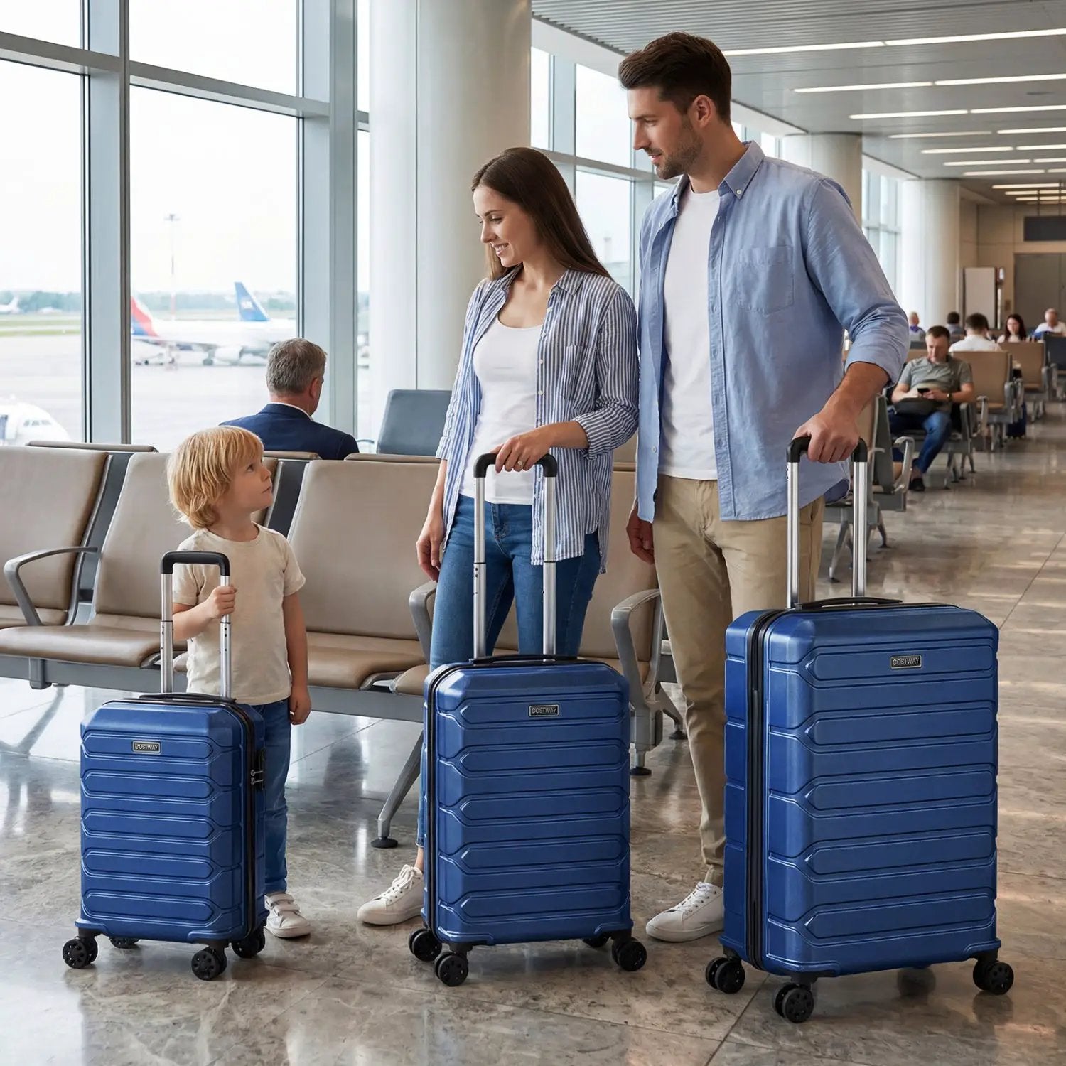 3-Piece Hardside Luggage Set Lightweight Hardside Suitcases with 8-Spinner Wheels by DirectDeals