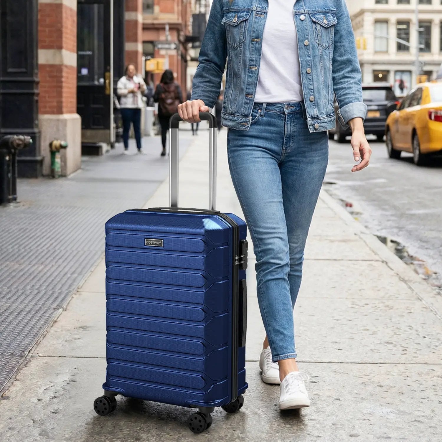 3-Piece Hardside Luggage Set Lightweight Hardside Suitcases with 8-Spinner Wheels by DirectDeals