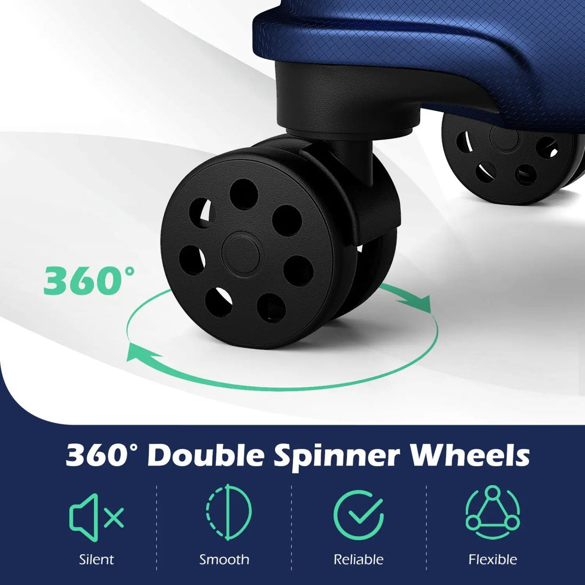 3-Piece Hardside Luggage Set Lightweight Hardside Suitcases with 8-Spinner Wheels by DirectDeals