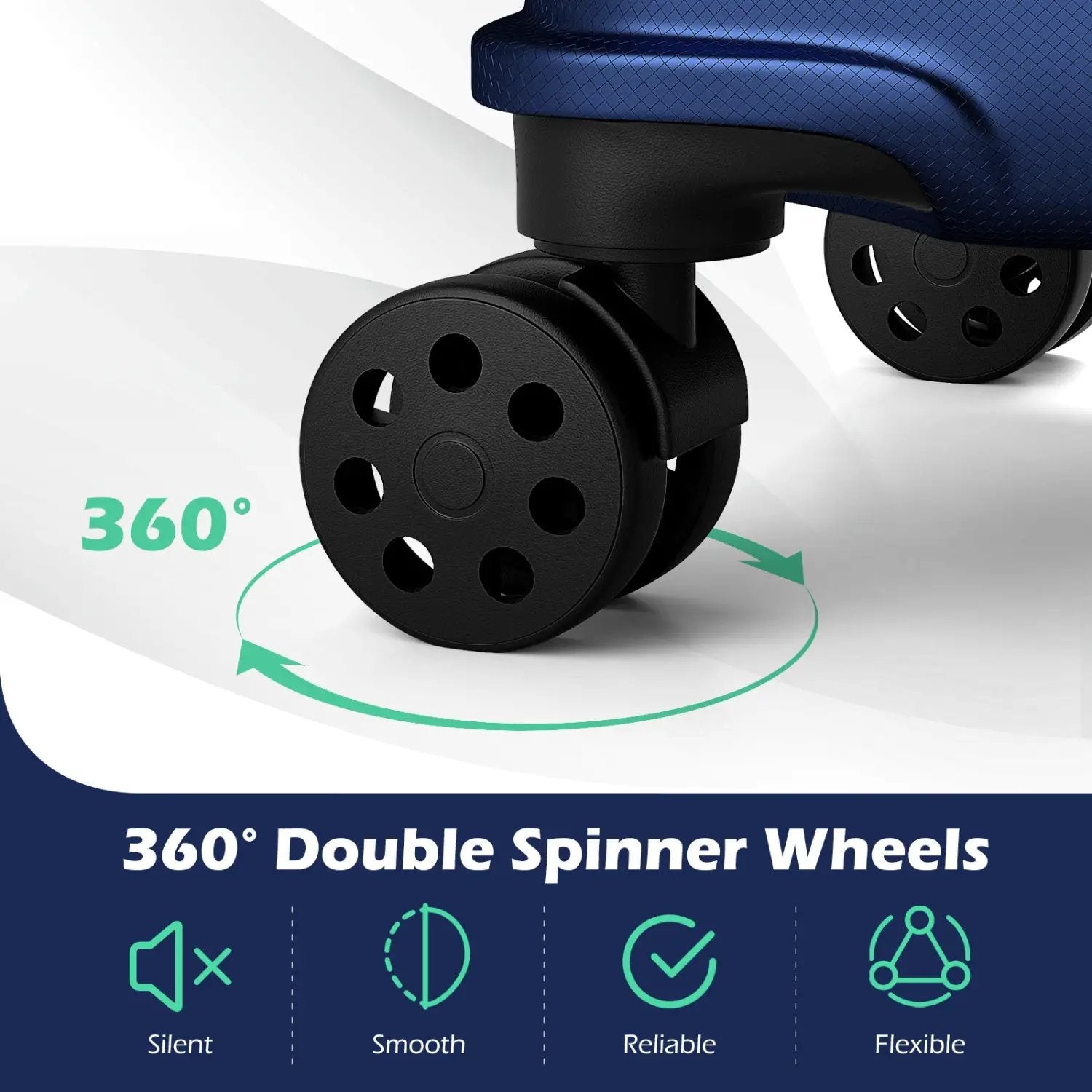 3-Piece Hardside Luggage Set Lightweight Hardside Suitcases with 8-Spinner Wheels by DirectDeals