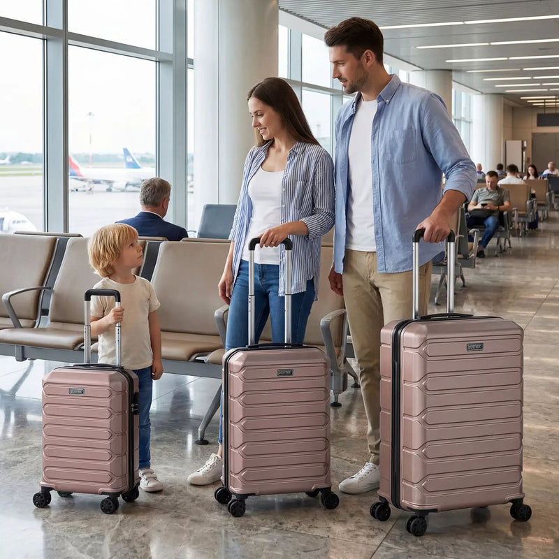 3-Piece Hardside Luggage Set Lightweight Hardside Suitcases with 8-Spinner Wheels by DirectDeals