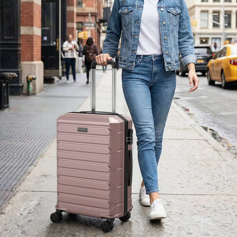 3-Piece Hardside Luggage Set Lightweight Hardside Suitcases with 8-Spinner Wheels by DirectDeals