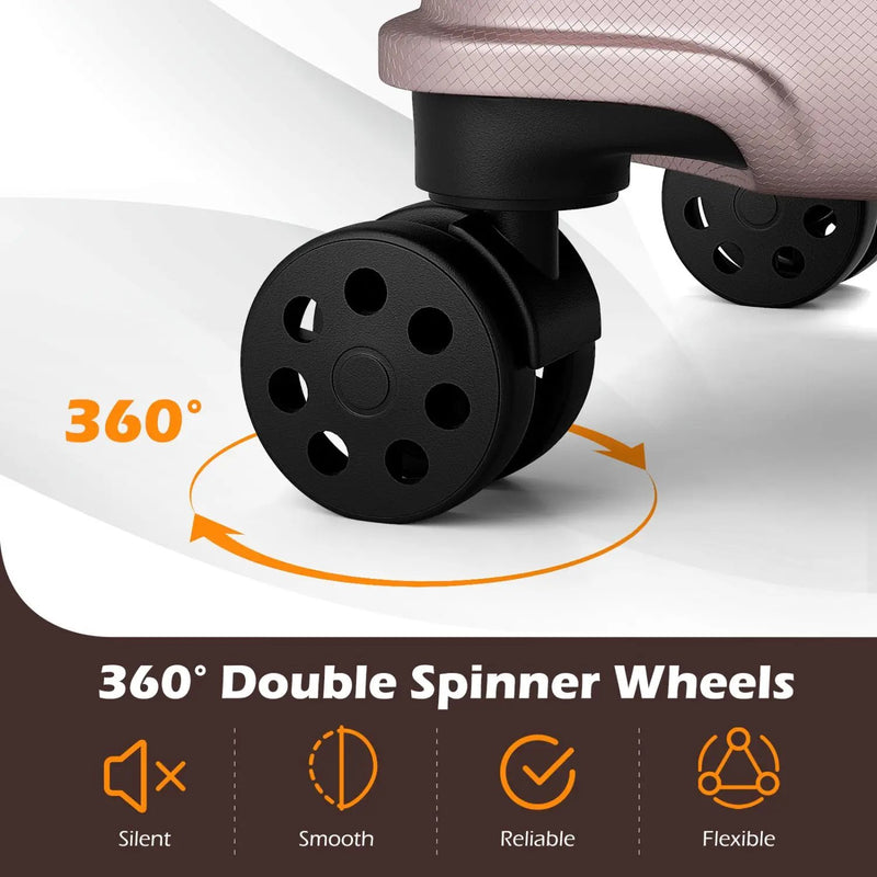 3-Piece Hardside Luggage Set Lightweight Hardside Suitcases with 8-Spinner Wheels by DirectDeals