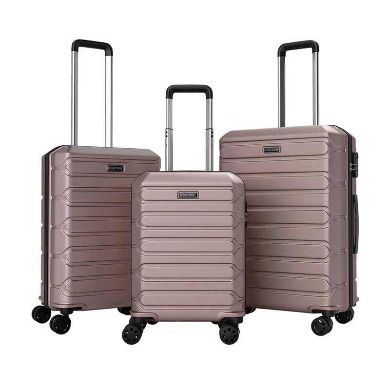 3-Piece Hardside Luggage Set Lightweight Hardside Suitcases with 8-Spinner Wheels by DirectDeals