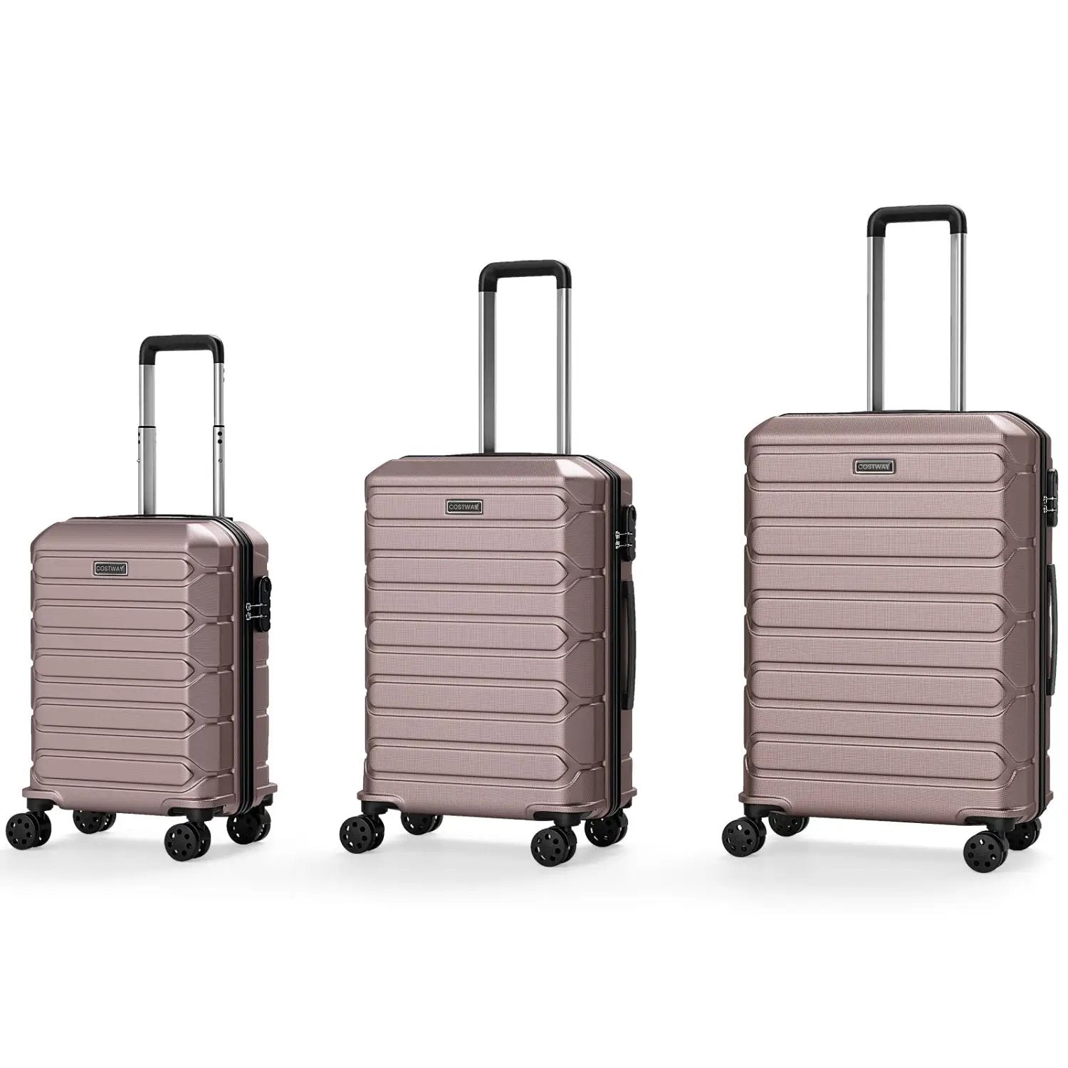 3-Piece Hardside Luggage Set Lightweight Hardside Suitcases with 8-Spinner Wheels by DirectDeals