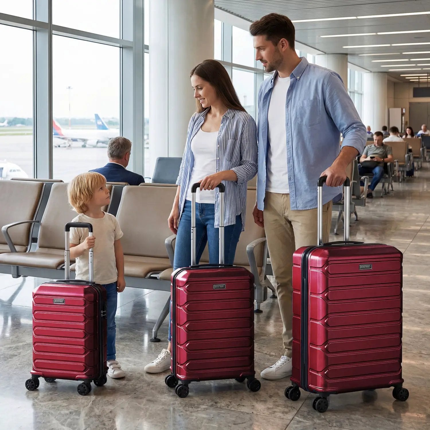 3-Piece Hardside Luggage Set Lightweight Hardside Suitcases with 8-Spinner Wheels by DirectDeals