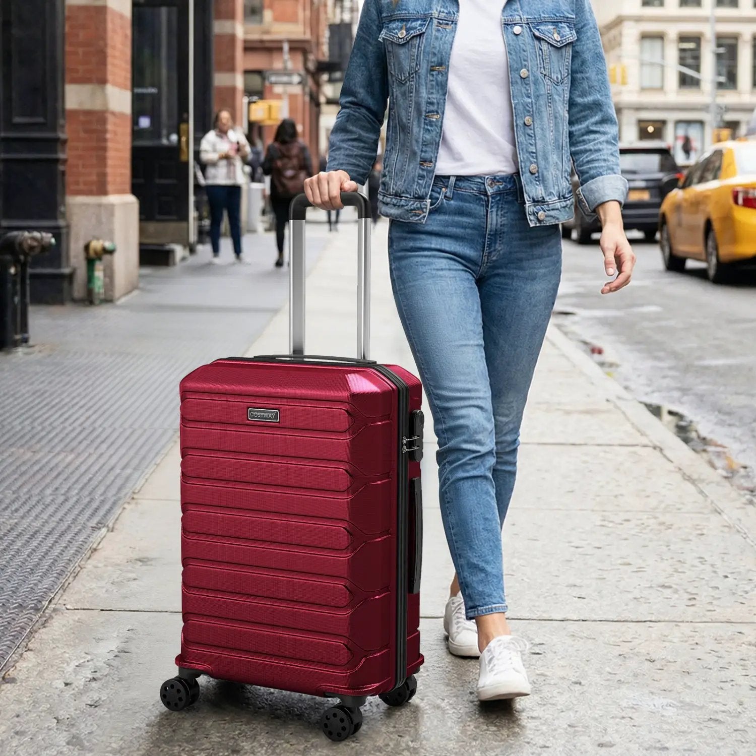 3-Piece Hardside Luggage Set Lightweight Hardside Suitcases with 8-Spinner Wheels by DirectDeals