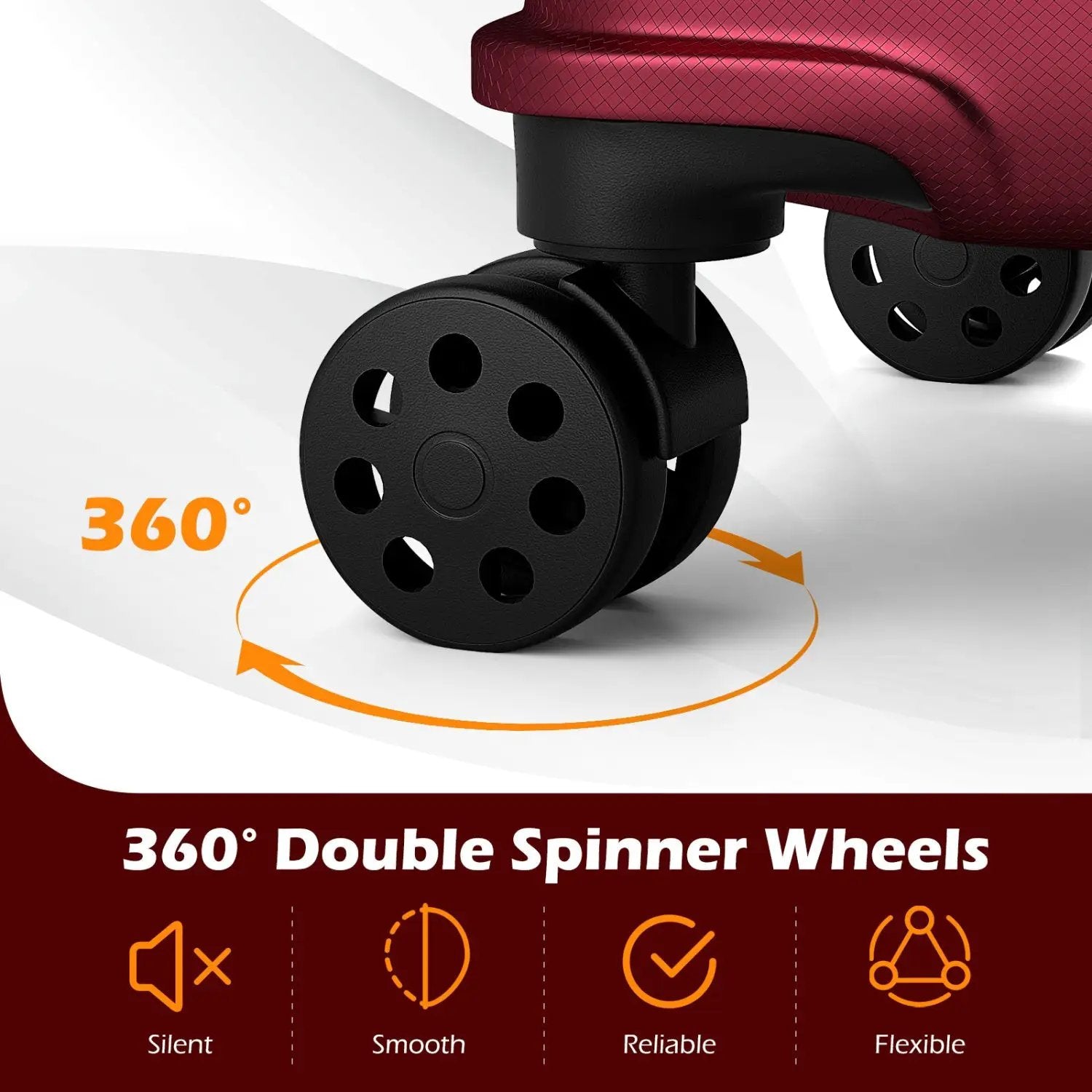 3-Piece Hardside Luggage Set Lightweight Hardside Suitcases with 8-Spinner Wheels by DirectDeals