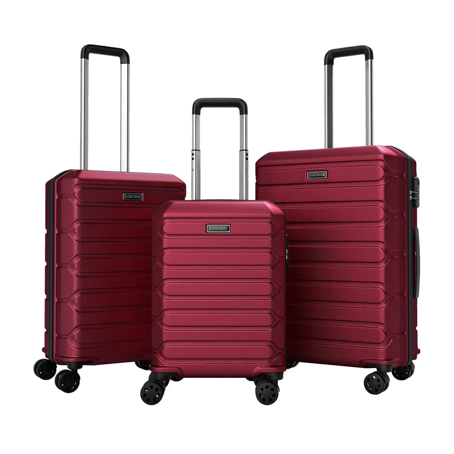 3-Piece Hardside Luggage Set Lightweight Hardside Suitcases with 8-Spinner Wheels by DirectDeals