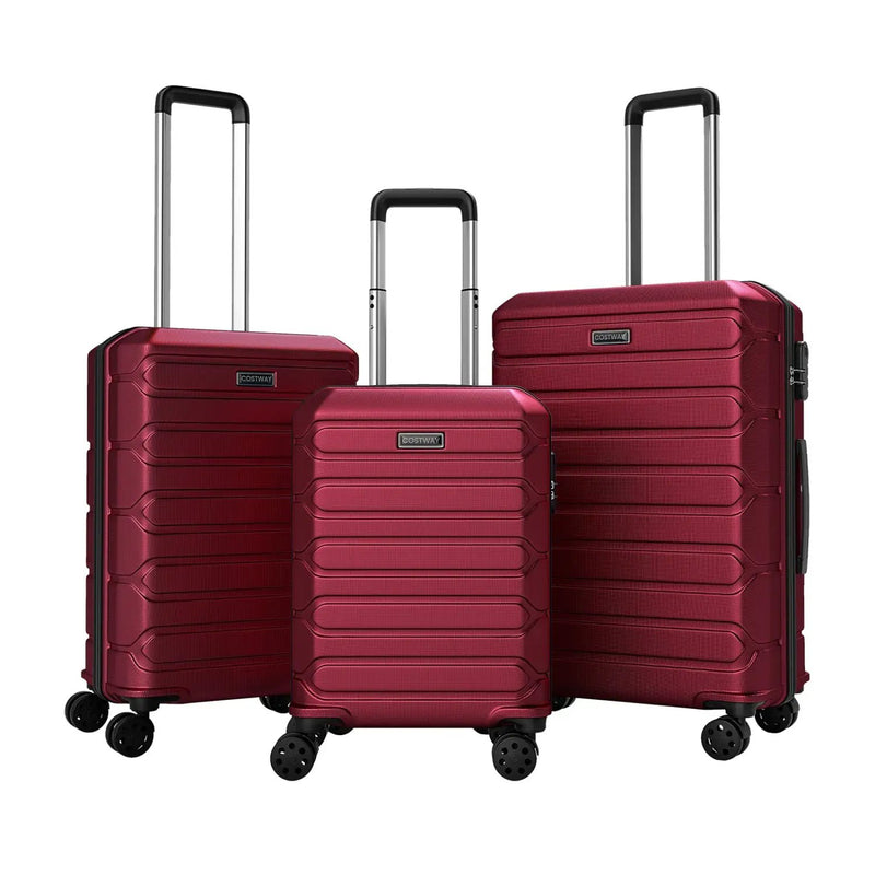 3-Piece Hardside Luggage Set Lightweight Hardside Suitcases with 8-Spinner Wheels by DirectDeals